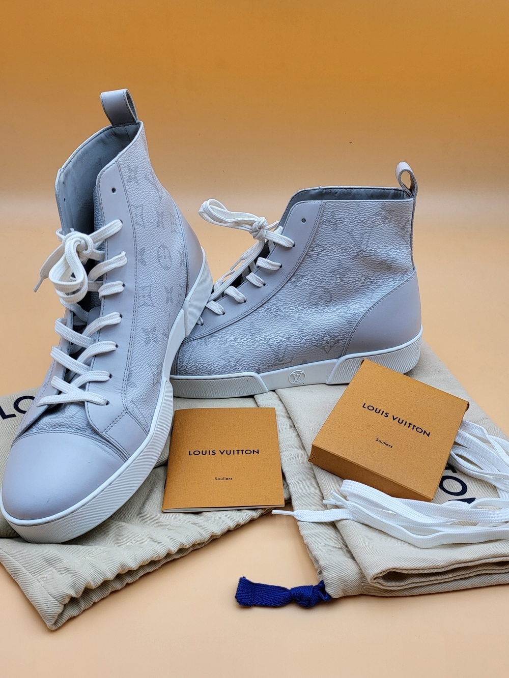 Louis Vuitton Match Up Sneaker Gray LV Monogram Leather, Authentic!!
